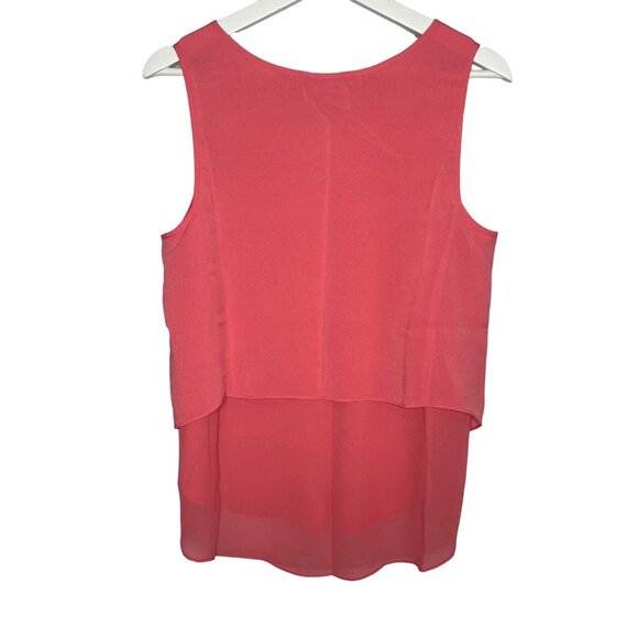 DKNY Sleeveless Layered Tank Blouse Shell Pink Coral Medium Workwear Career Top - Picture 2 of 8